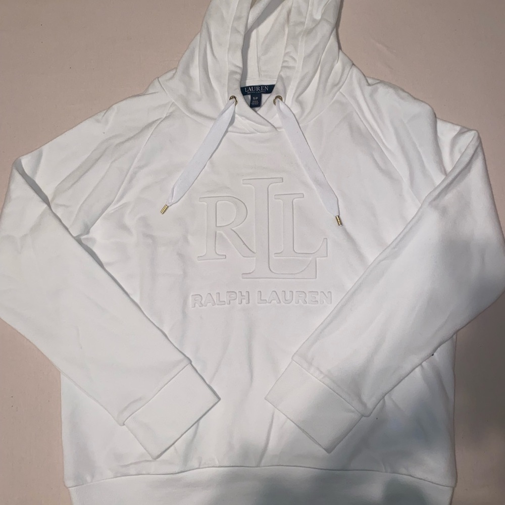 White Double Knit Hoodie Sweater By Polo By Ralph Lauren (BRAND NEW)